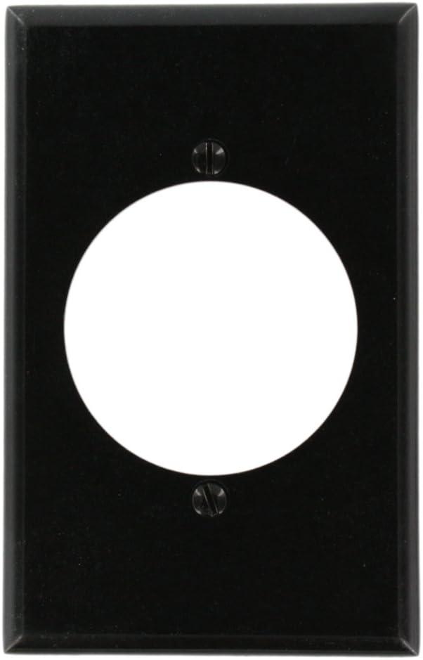 Leviton 1-Gang Flush Mount Outlet/Receptacle Wallplate, Midway Size, Thermoset, Black