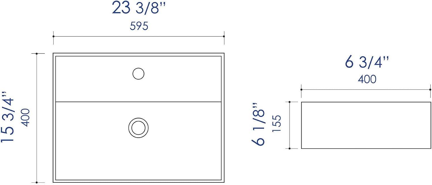 Alfi Brand 15.75'' Porcelain Rectangular Bathroom Sink with Overflow