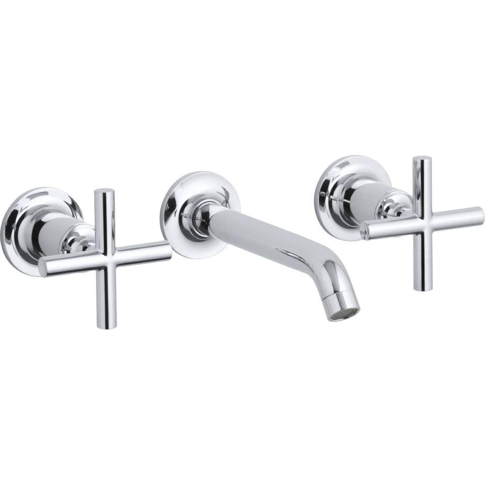 Kohler ® Purist ® Polished Chrome Wall-Mounted Bathroom Sink Faucet and Handles