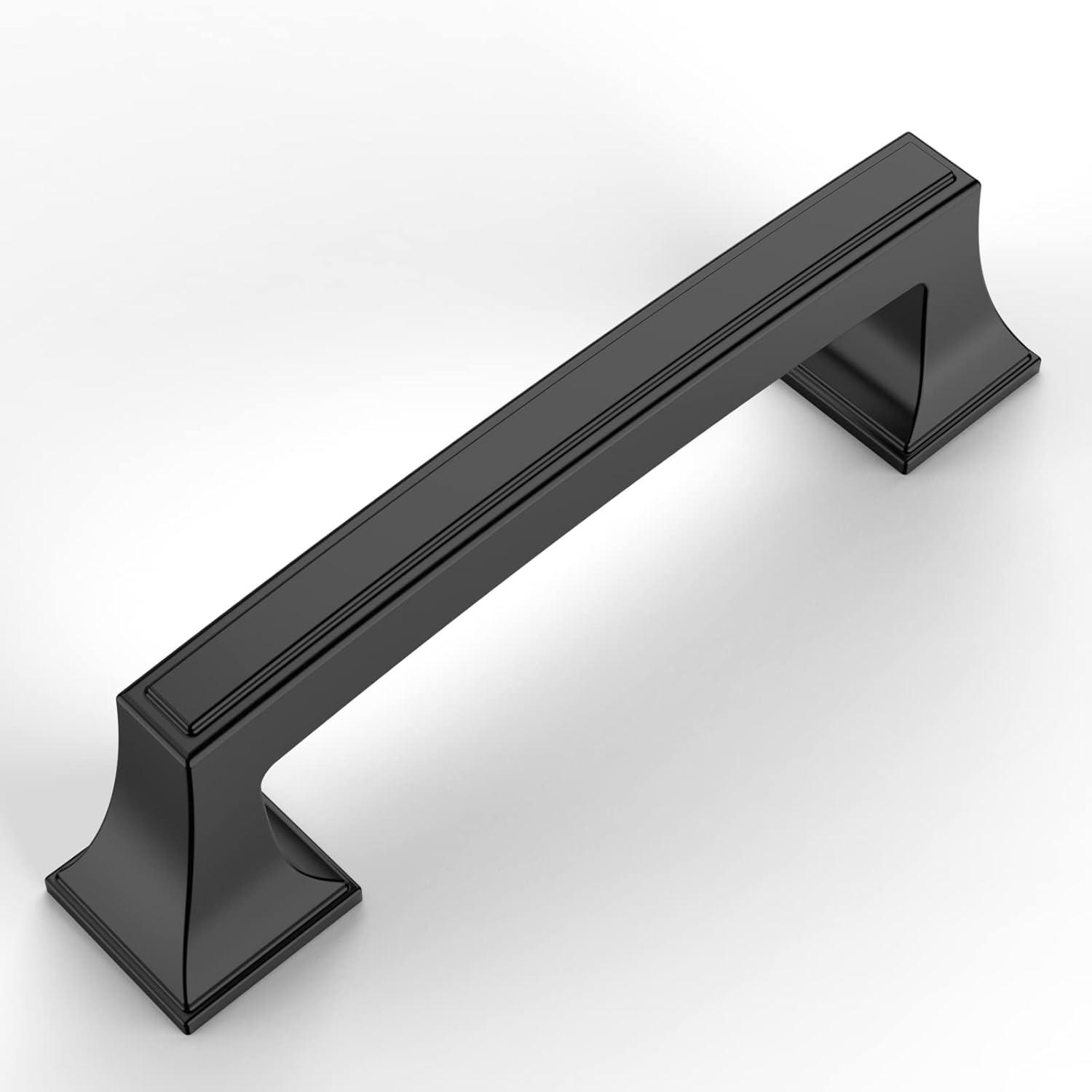 Matte Black Modern Cupboard Drawer Pulls with Mounting Hardware, 10 Pack