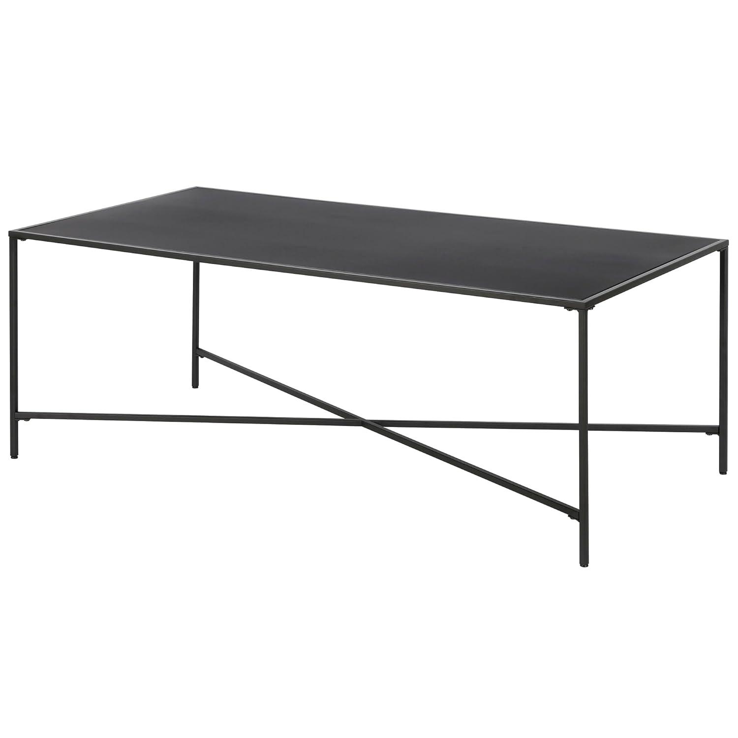 Evelyn&Zoe Henley 48" Wide Rectangular Coffee Table with Metal Top, Blackened Bronze