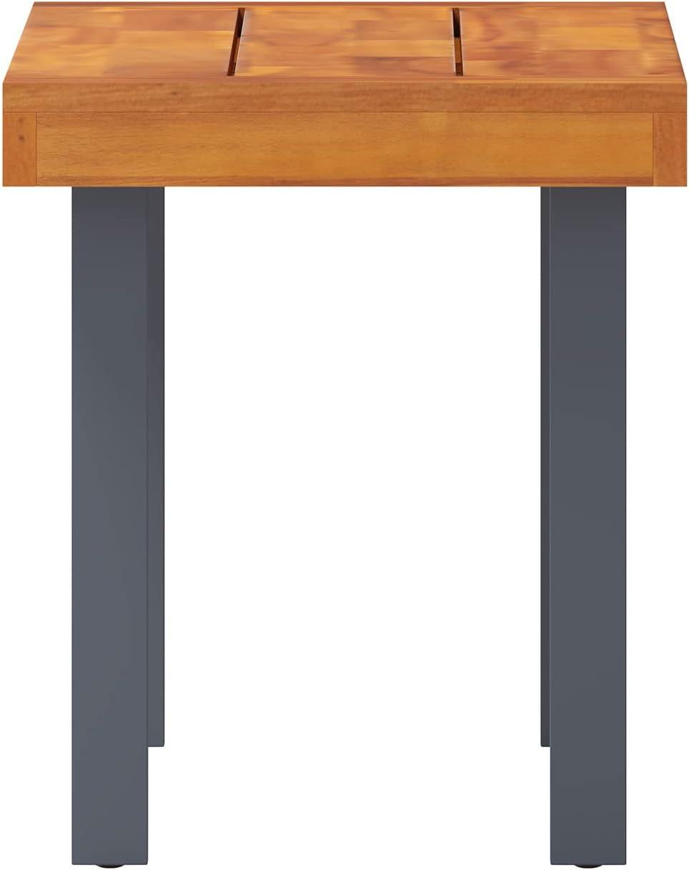 Martindale Solid Acacia Wood Patio Dining Bench with Black Legs