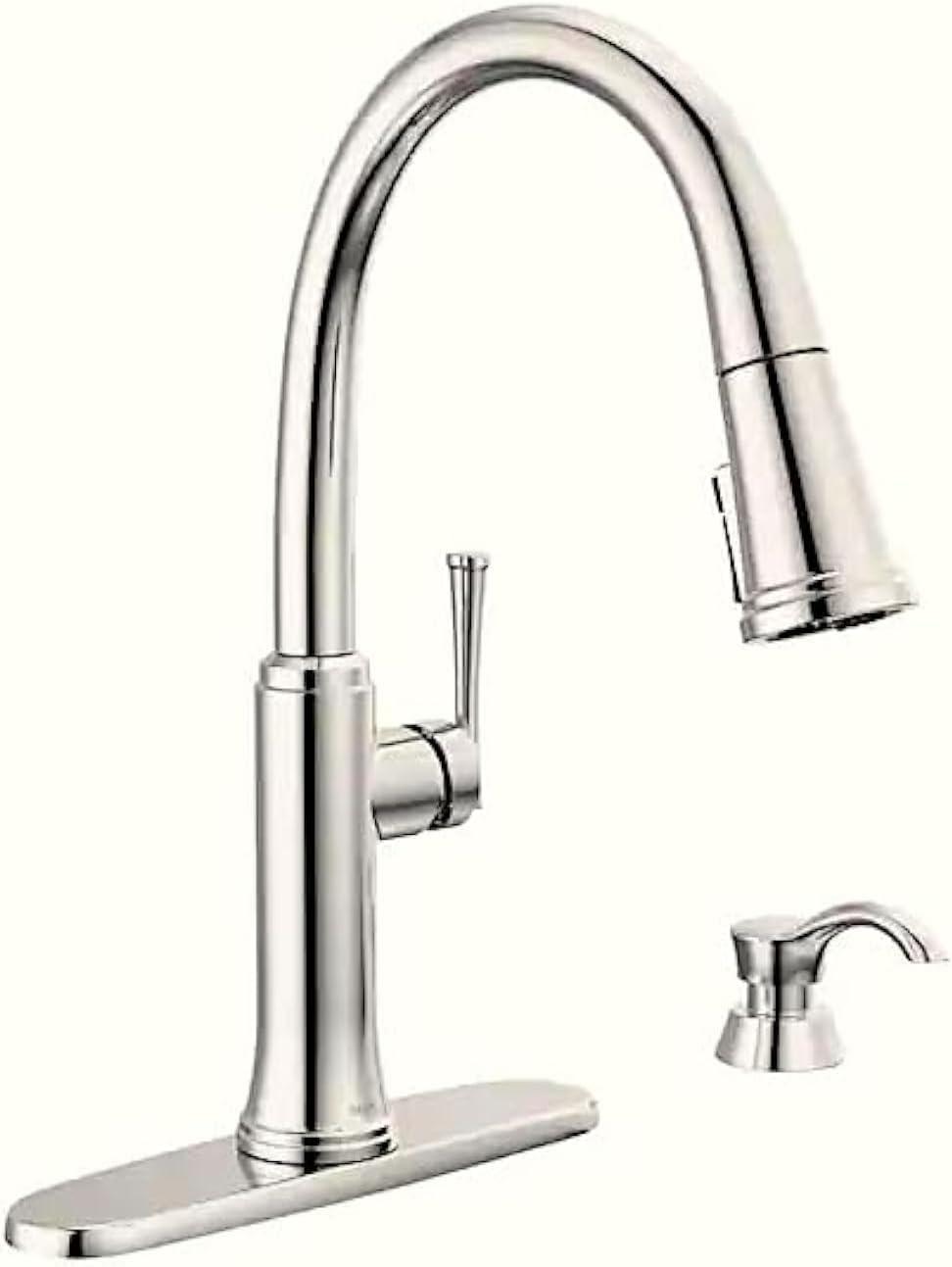 Chrome Single-Handle Pull Down Kitchen Faucet with Soap Dispenser