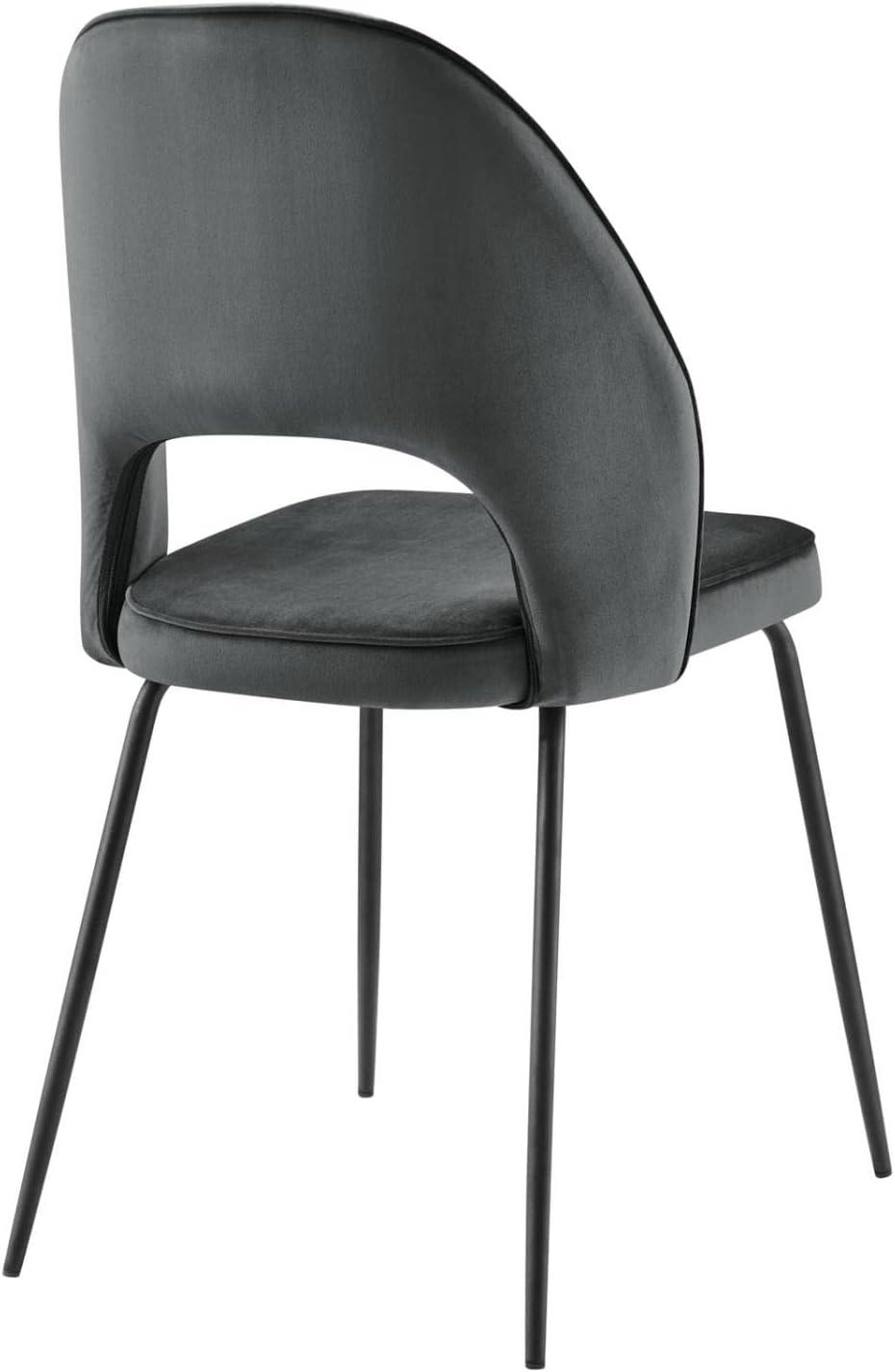 Modway Nico 18.5" Velvet Dining Chairs in Gray/Black (Set of 2)