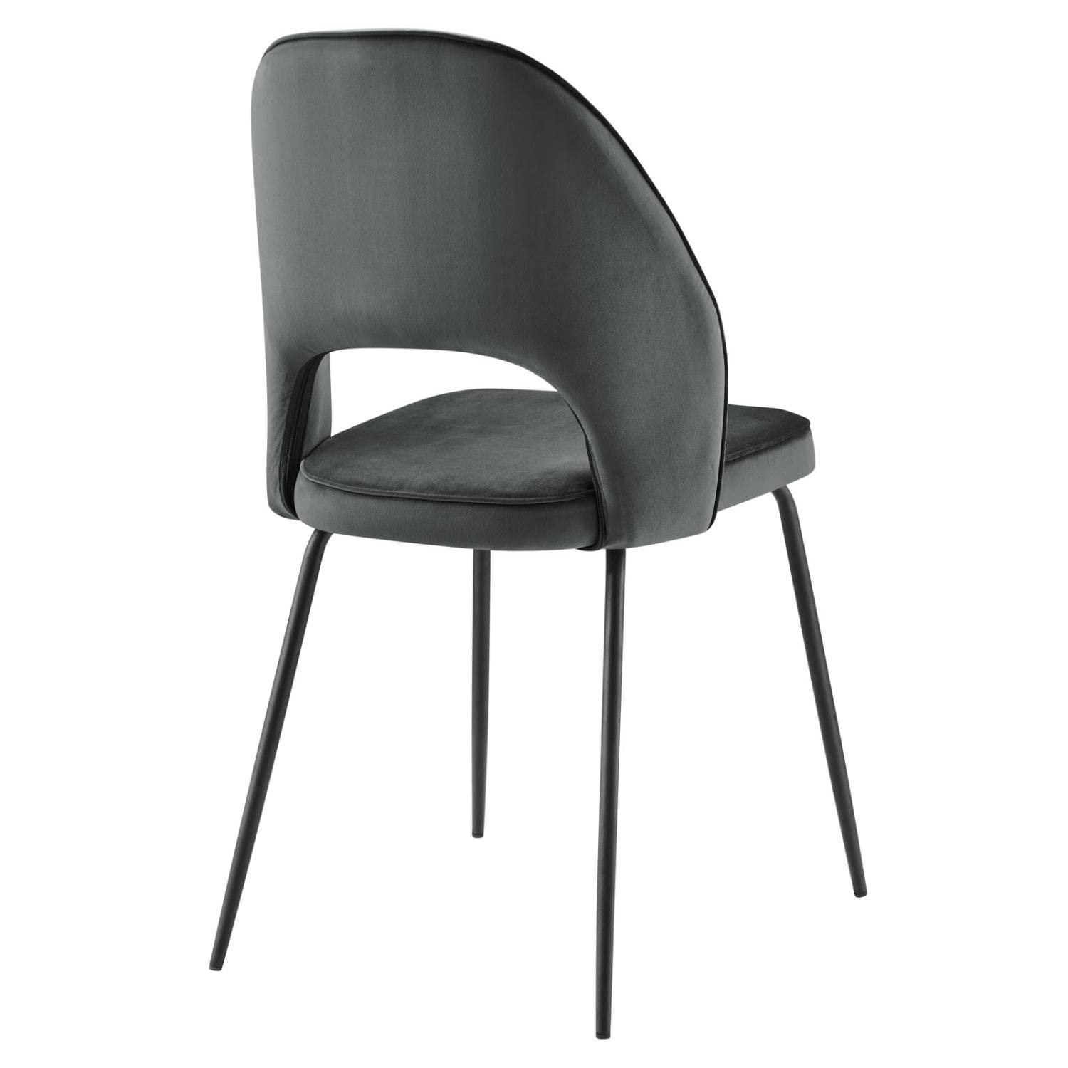 Modway Nico Performance Velvet Dining Chair Set of 2 in Black Gray
