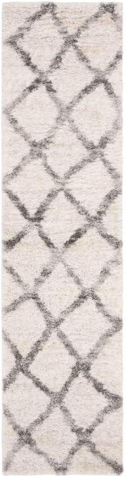 SAFAVIEH Berber Abel Geometric Shag Area Rug, Cream/Grey, 8' x 10'