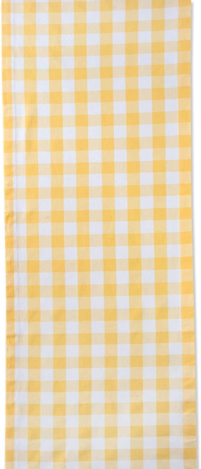 YELLOW/WHITE CHECKERS TABLE RUNNER 14x72