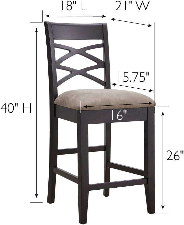 Leick Home Double Crossback Counter Stool in Black and Gray, Set of 2