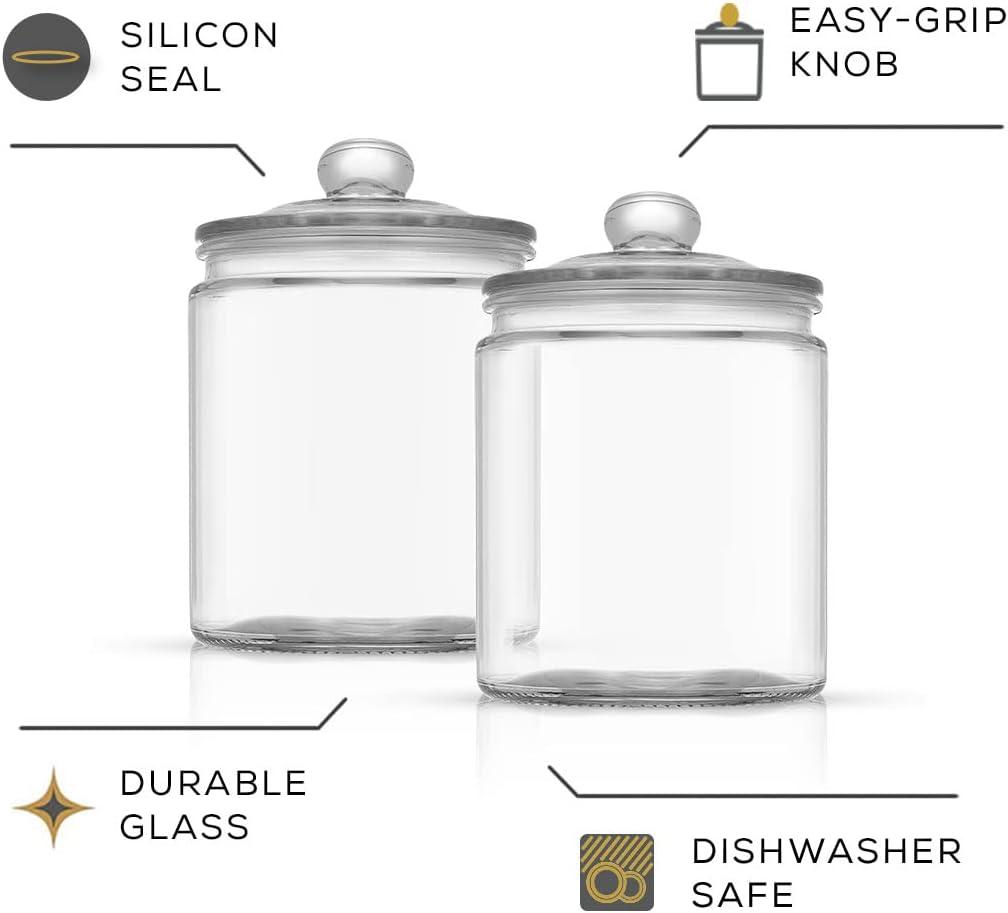 Set of 2 Clear Glass Cookie Jars with Airtight Lids