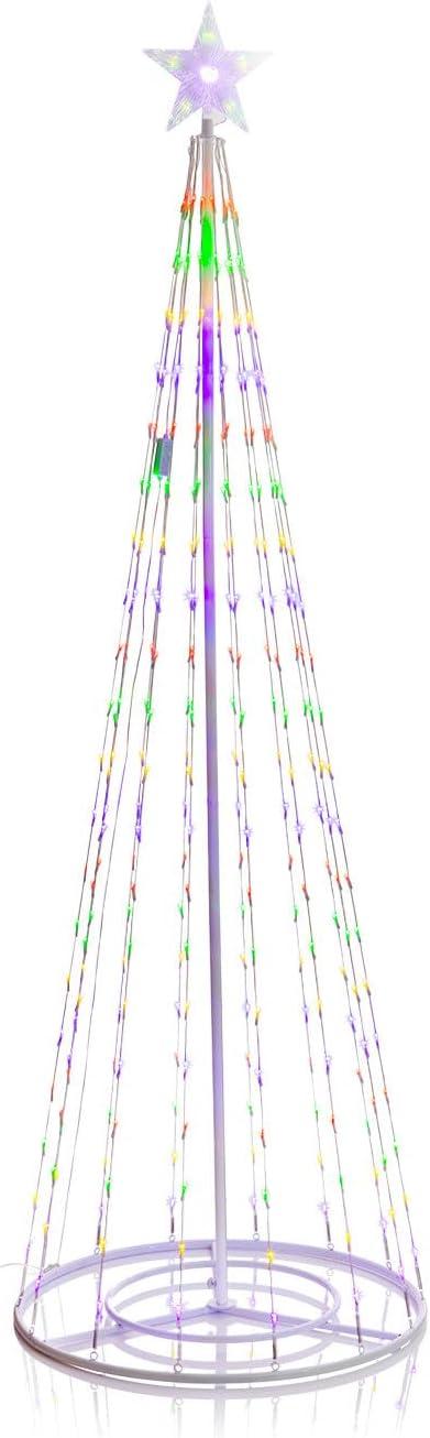 86" Multi-Color LED Outdoor Plastic Christmas Tree with Star Topper