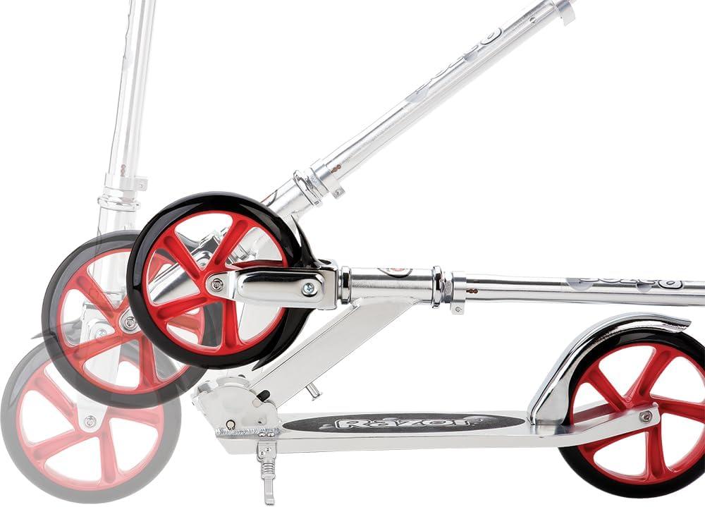 Razor A5 Lux Kick Scooter - Red, Large 8" Wheels, Foldable, Lightweight for Riders up to 220 lb