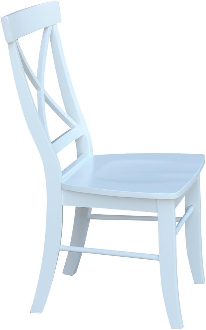 White High Cross Back Solid Wood Side Chair