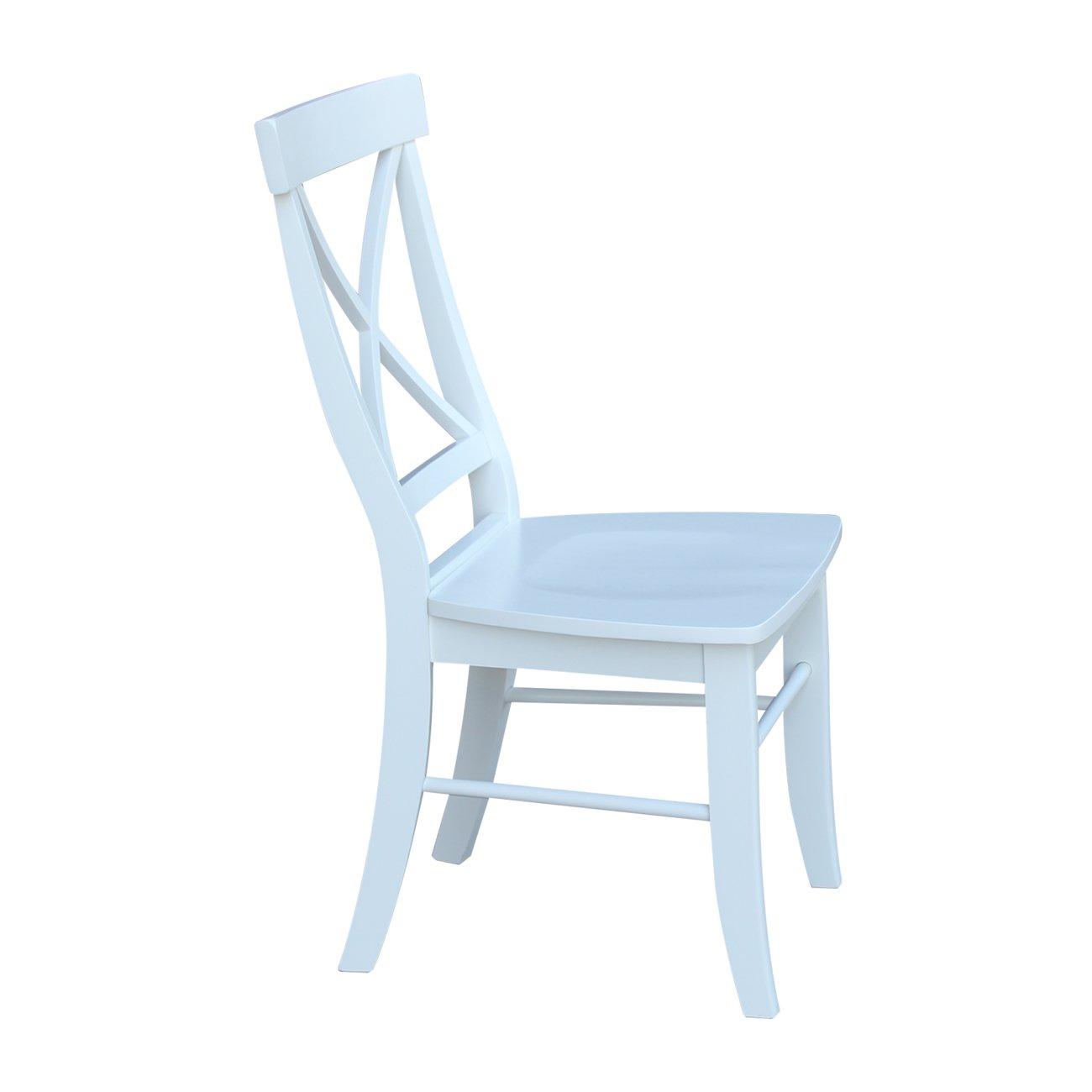Elegant White Parawood High Cross Back Chair, Set of 2