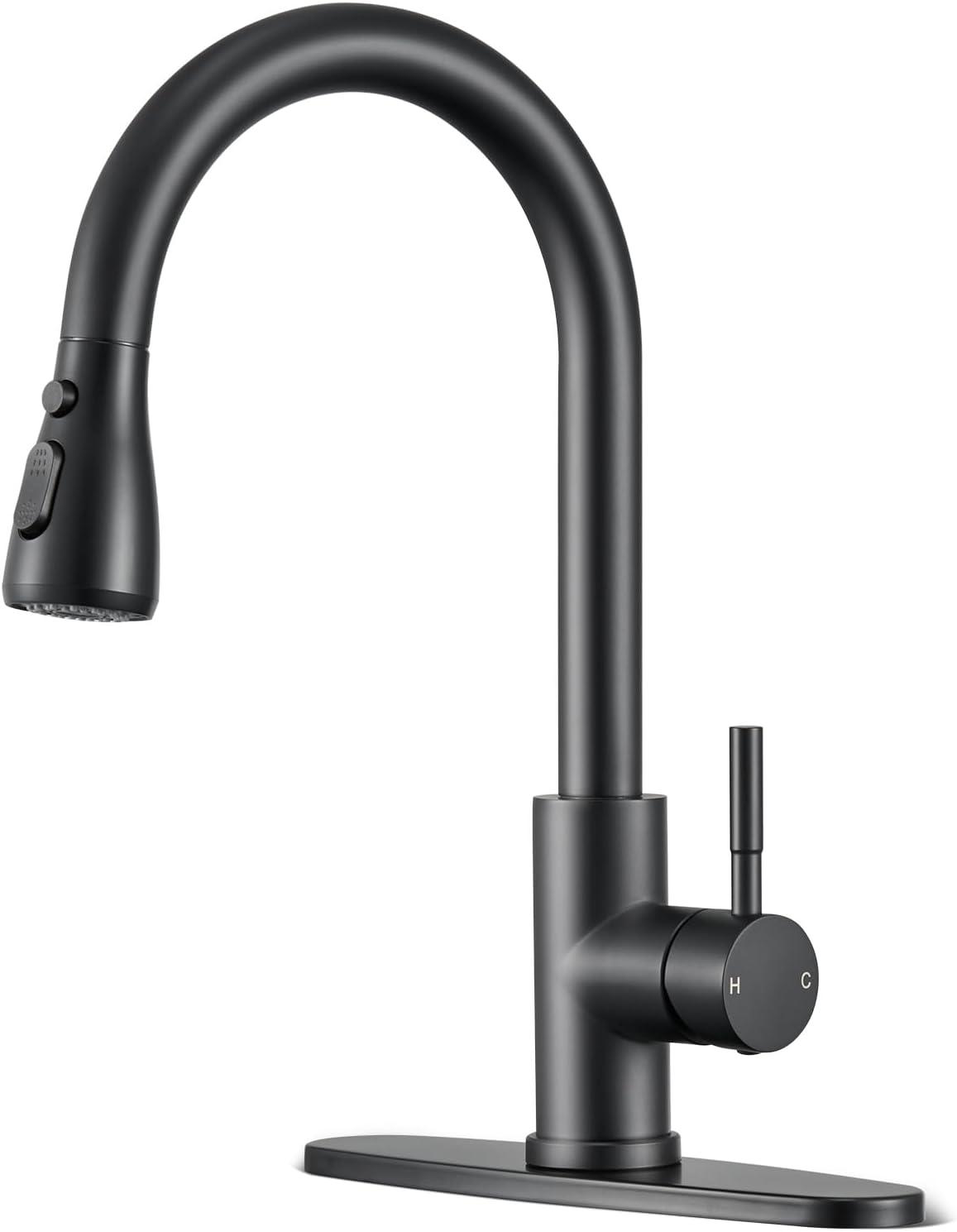 GAGALIFE Single Handle Pull Down Sprayer Kitchen Faucet High Arc Stainless Steel Faucet with 3-Function Sprayer JJL-CL-PT-SDP-G