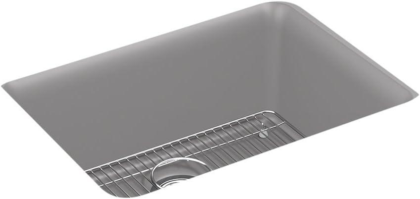 Matte Grey Stone Undermount Single-Bowl Kitchen Sink