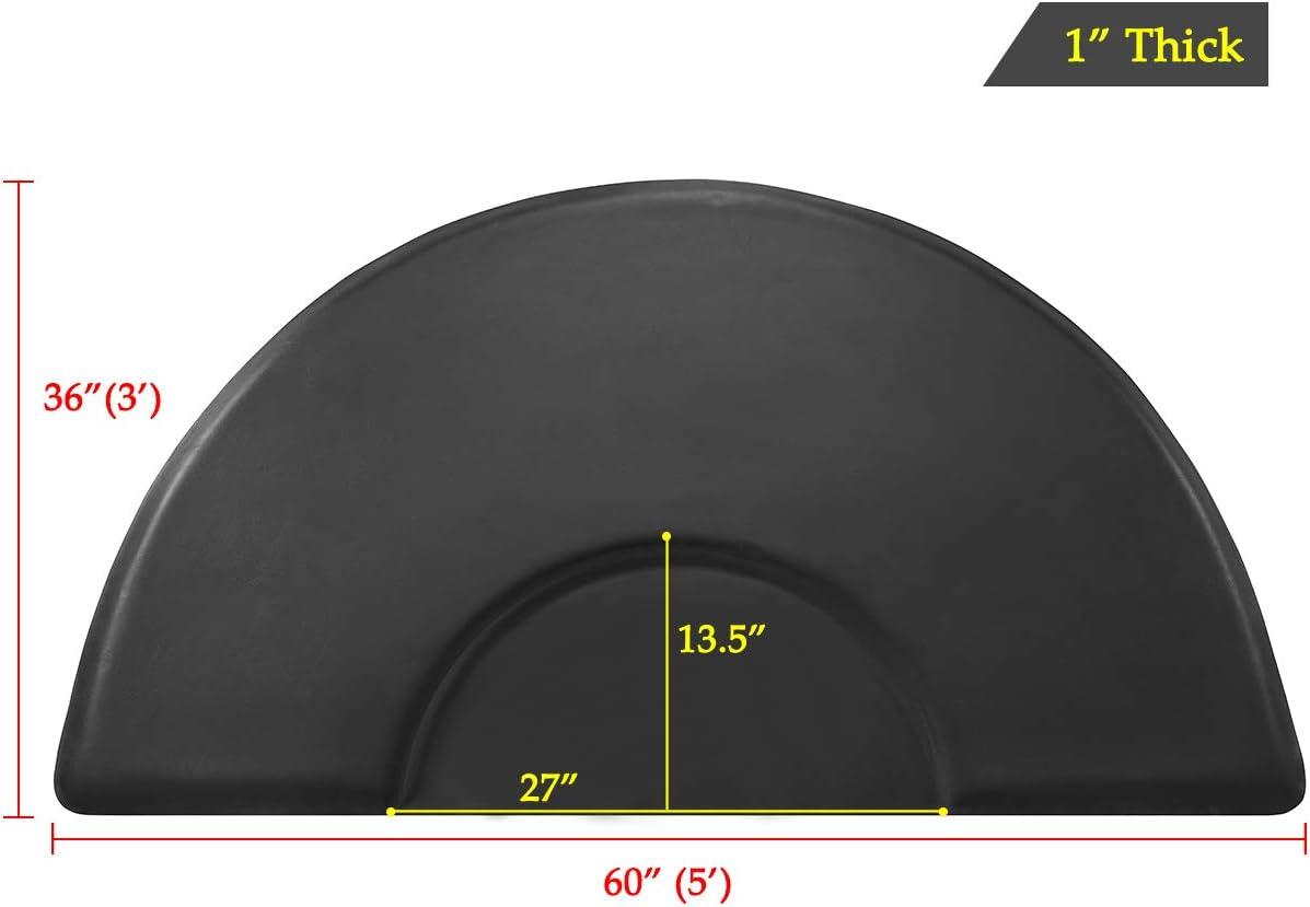 1 Inch Thick Barber Cutting Chair Salon Floor Mats for Beauty Hair Stylist Station Anti Fatigue (Black, 5 Ft × 3 Ft Rectangle)