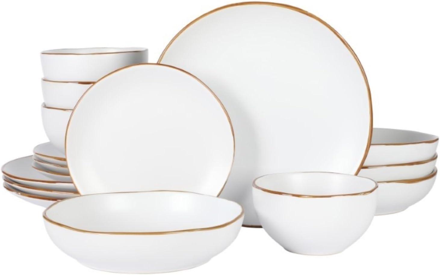 Gibson Home Gibson Home Hazeltine 16 Piece Plates and Bowls Dishes Stoneware Dinnerware Set