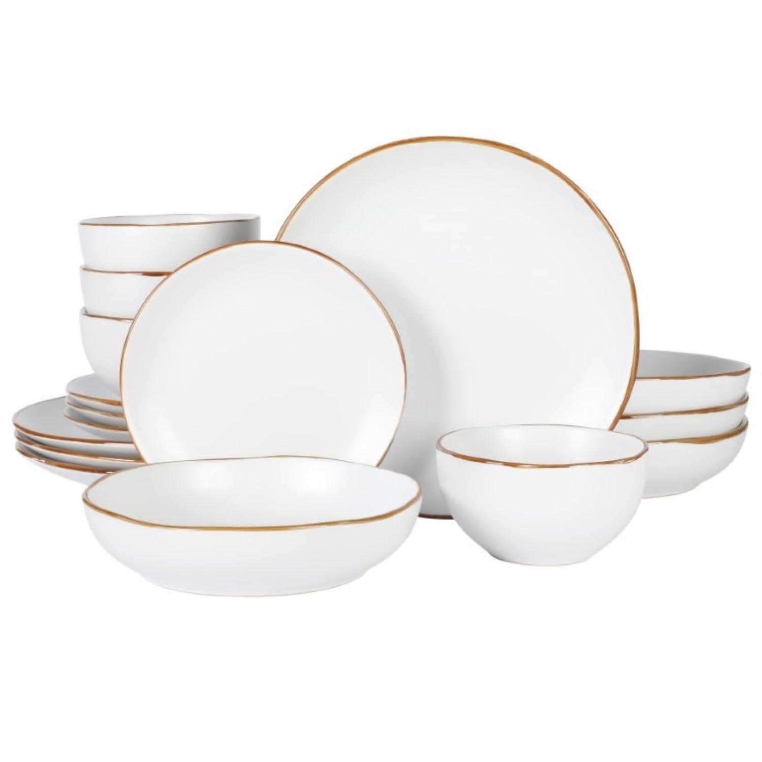 Gibson Home Gibson Home Hazeltine 16 Piece Plates and Bowls Dishes Stoneware Dinnerware Set