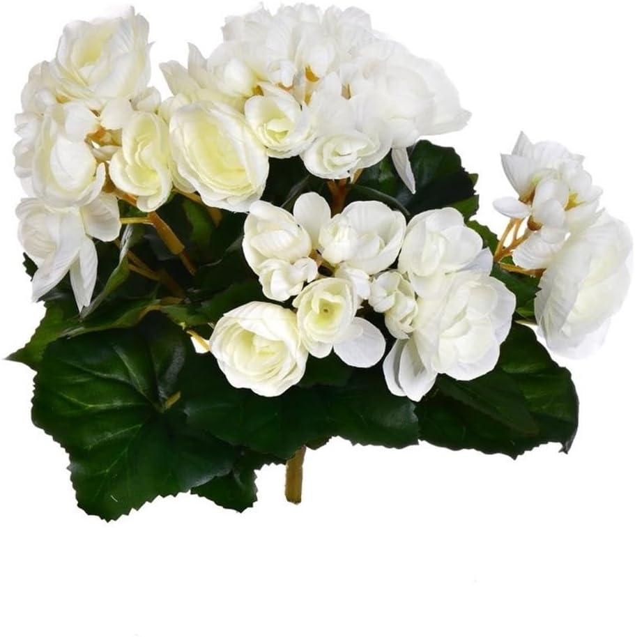 Vickerman 9.5" Artificial White Polyester Begonia Bush