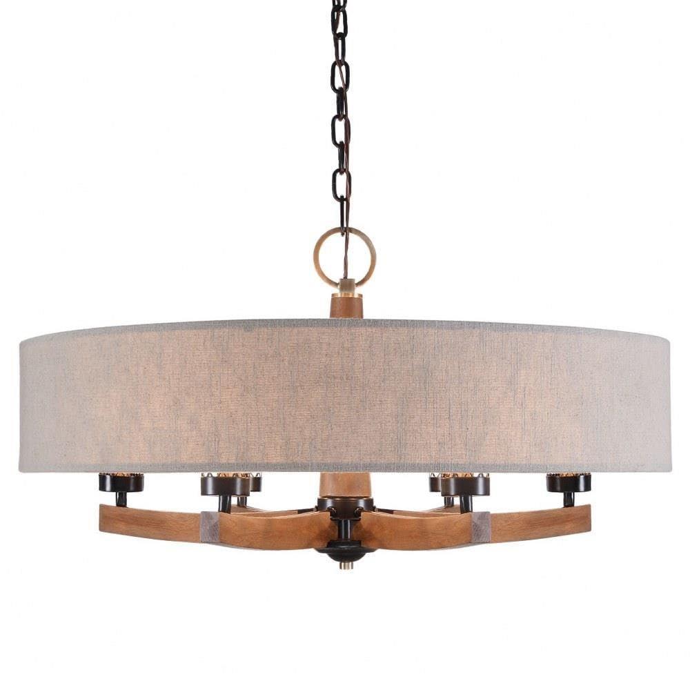 Foundry Select Zuckerman 6 - Light Wood Drum Chandelier