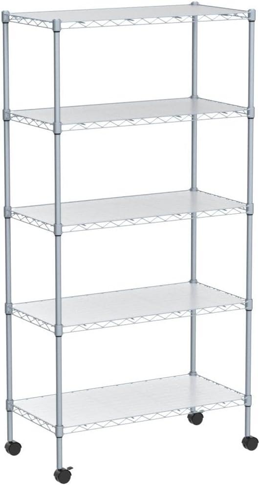 CAPHAUS NSF Commercial Grade Heavy Duty Wire Shelving w/ Wheels, w/ Liner, 36 x 18 x 76 5-Tier