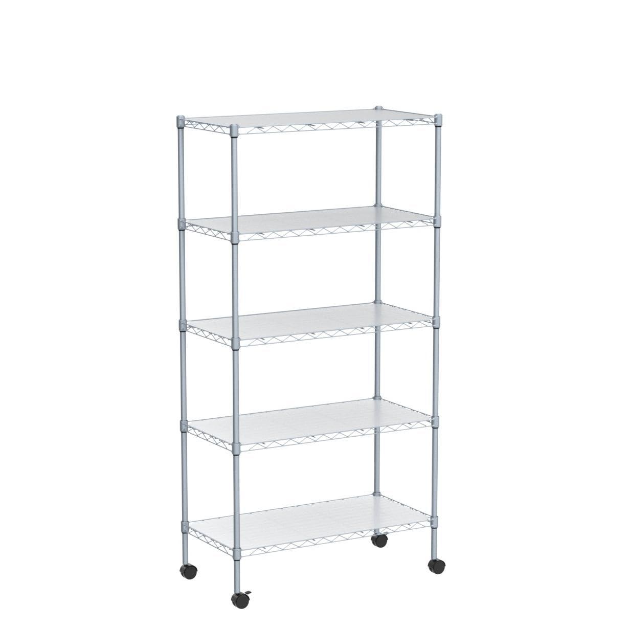 CAPHAUS NSF Commercial Grade Heavy Duty Wire Shelving w/ Wheels, w/ Liner, 36 x 18 x 76 5-Tier