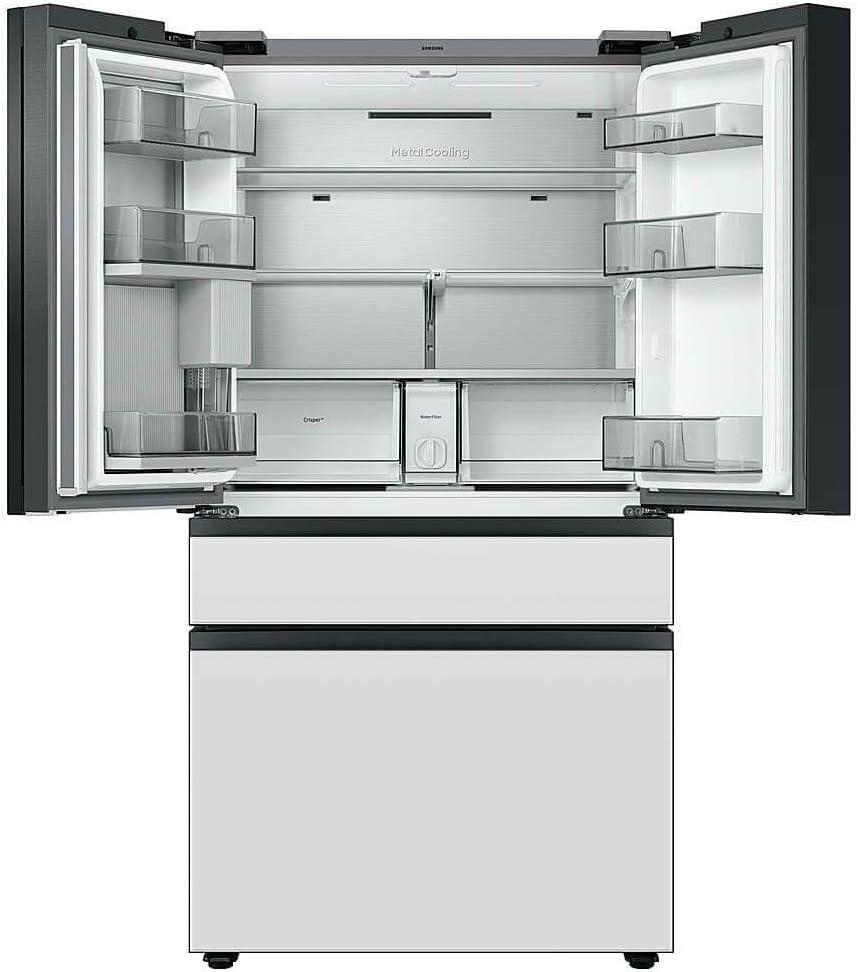 Bespoke 4-Door French Door Refrigerator (23 cu. ft.)  with Top Left and Family Hub Panel - Middle and Bottom Panels