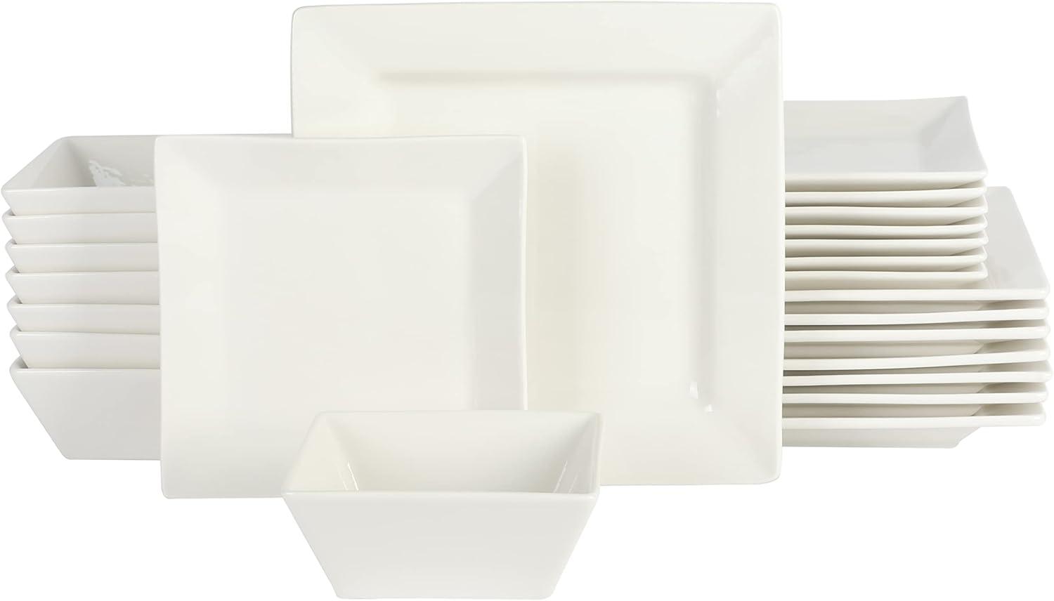 Zen Buffet White Square Porcelain Dinnerware Set, Service for 8