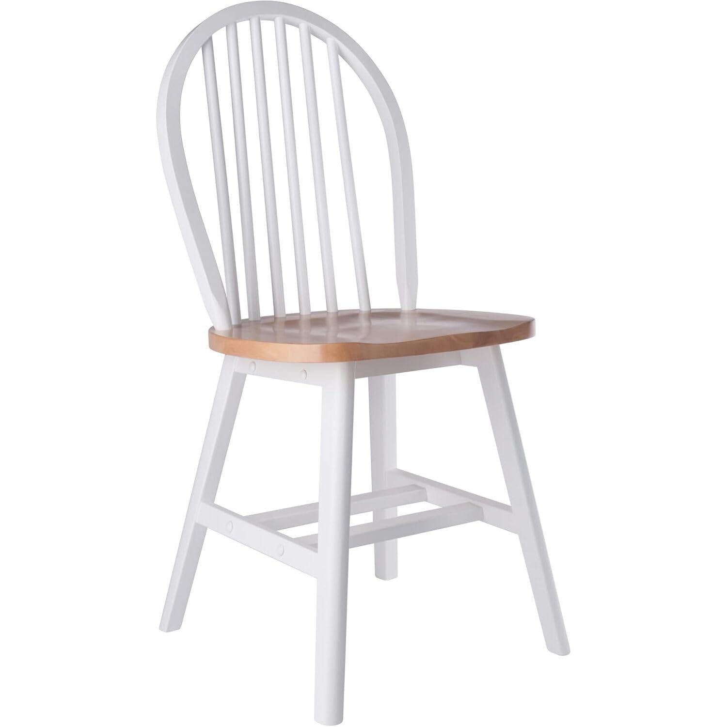 Winsome 2pc Windsor Chair Set Natural/White : Wood Frame, Spot Clean, Transitional Style, No Tools Assembly