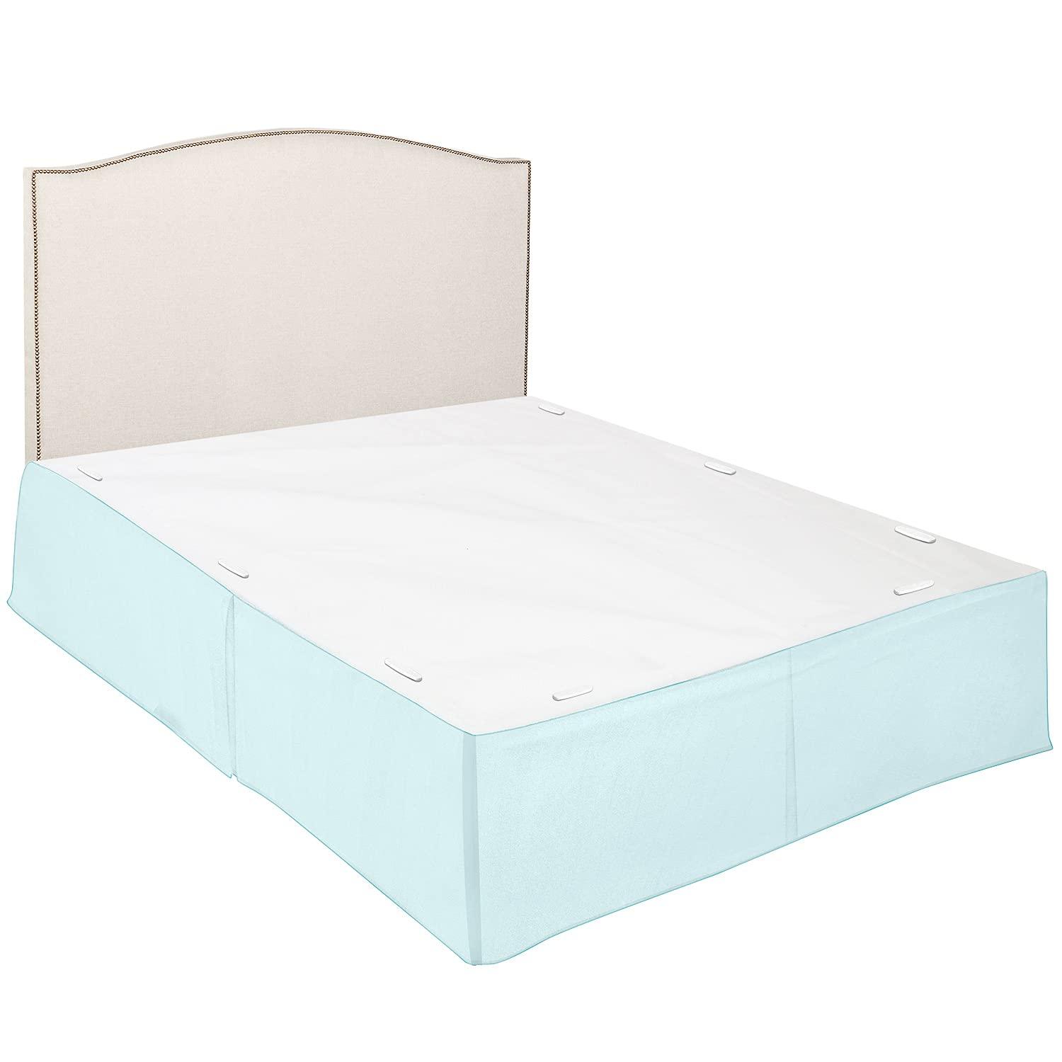 Clara Clark Pleated Bed Skirt - 14 inch Tailored Drop Luxury Double Brushed Microfiber Dust Ruffle - Includes 8 Pins, Full Size, Aqua Blue