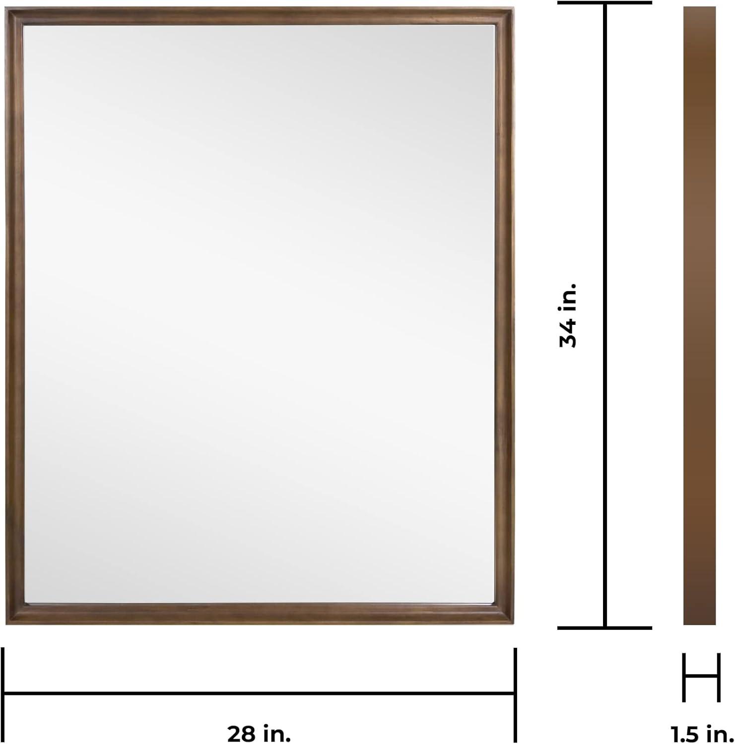 WallBeyond 28"x34" Classic Rectangle Mirror Brown