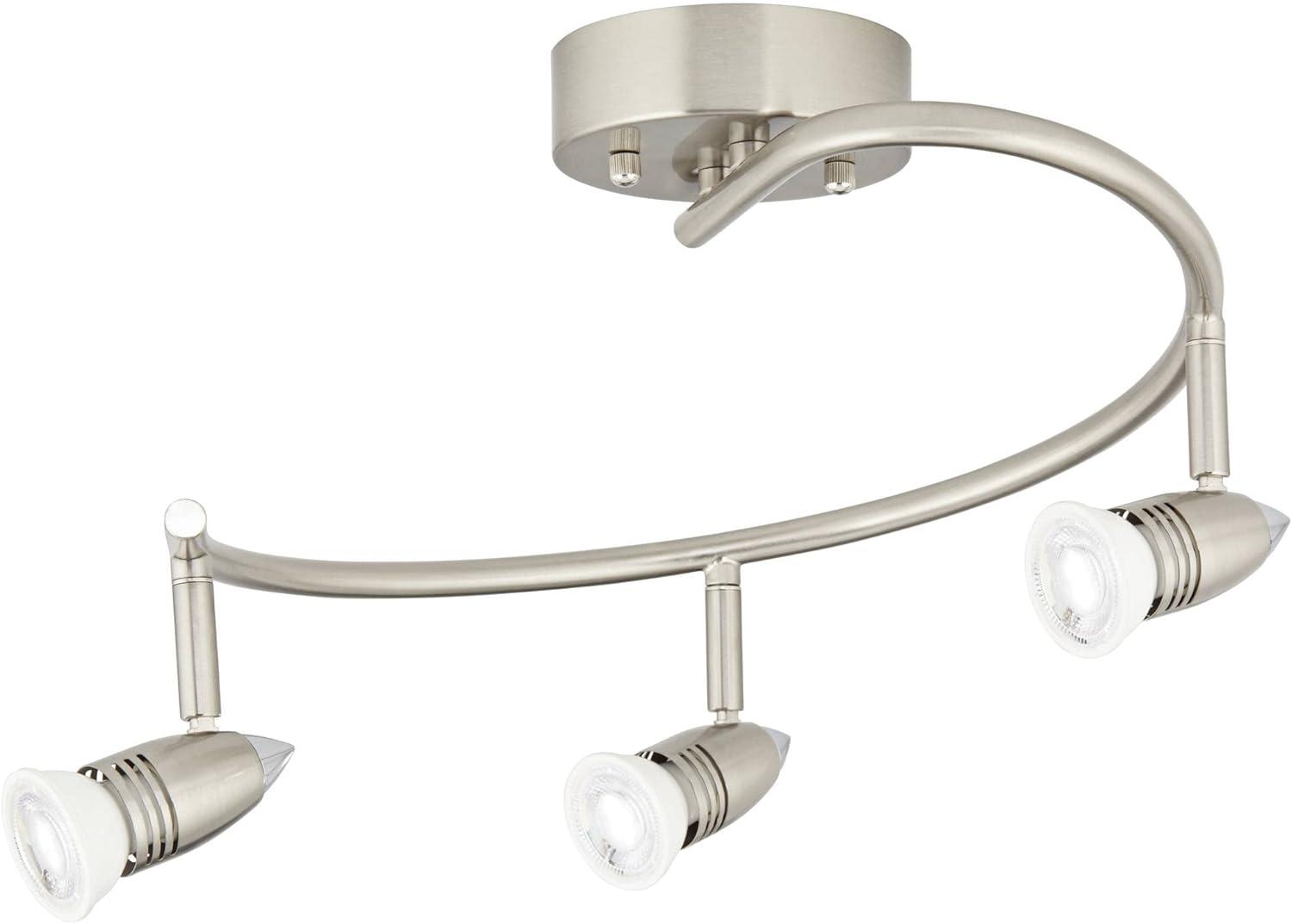 Silver Brushed Nickel 3-Head LED Ceiling Track Light