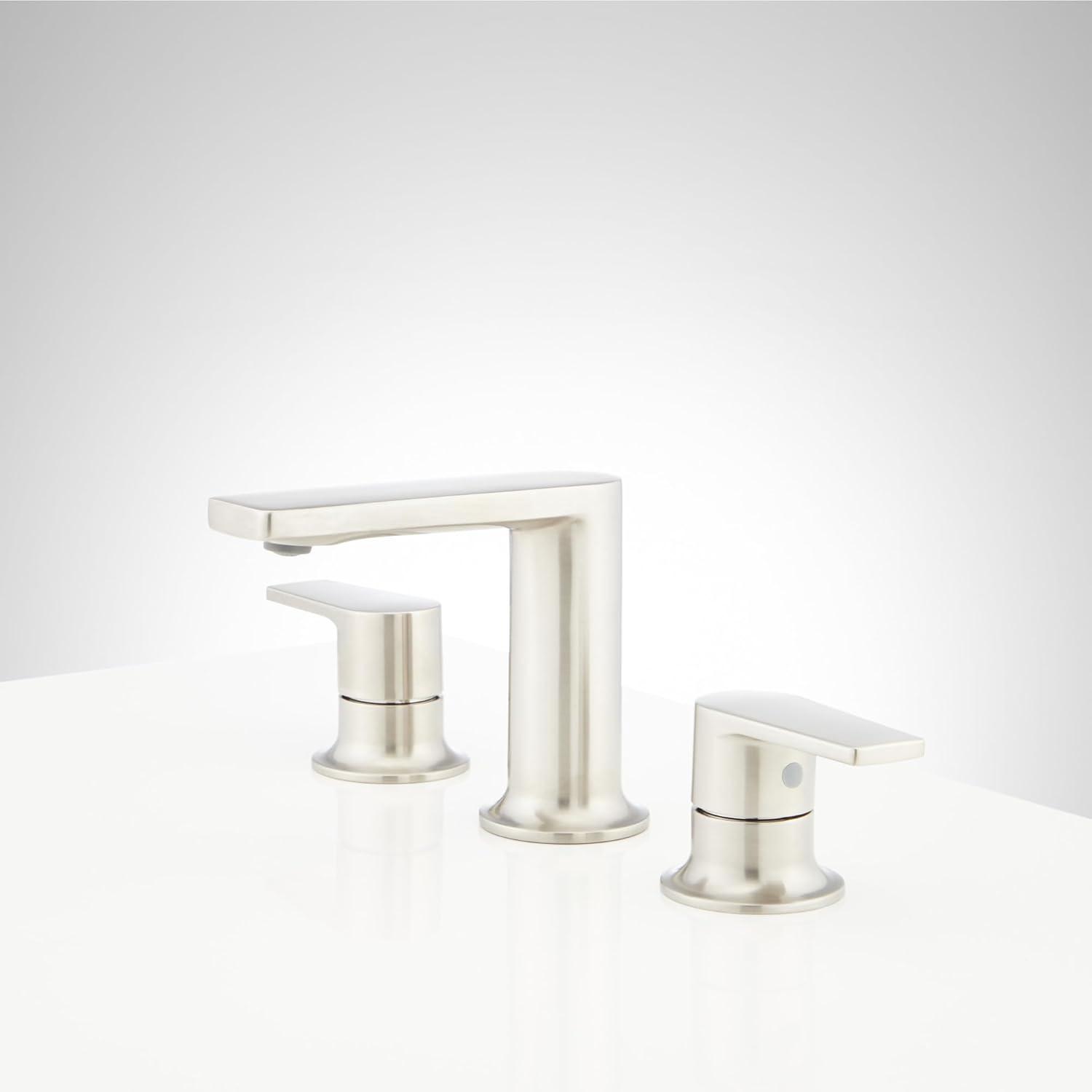 Brushed Nickel Widespread Bathroom Sink Faucet with Lever Handles