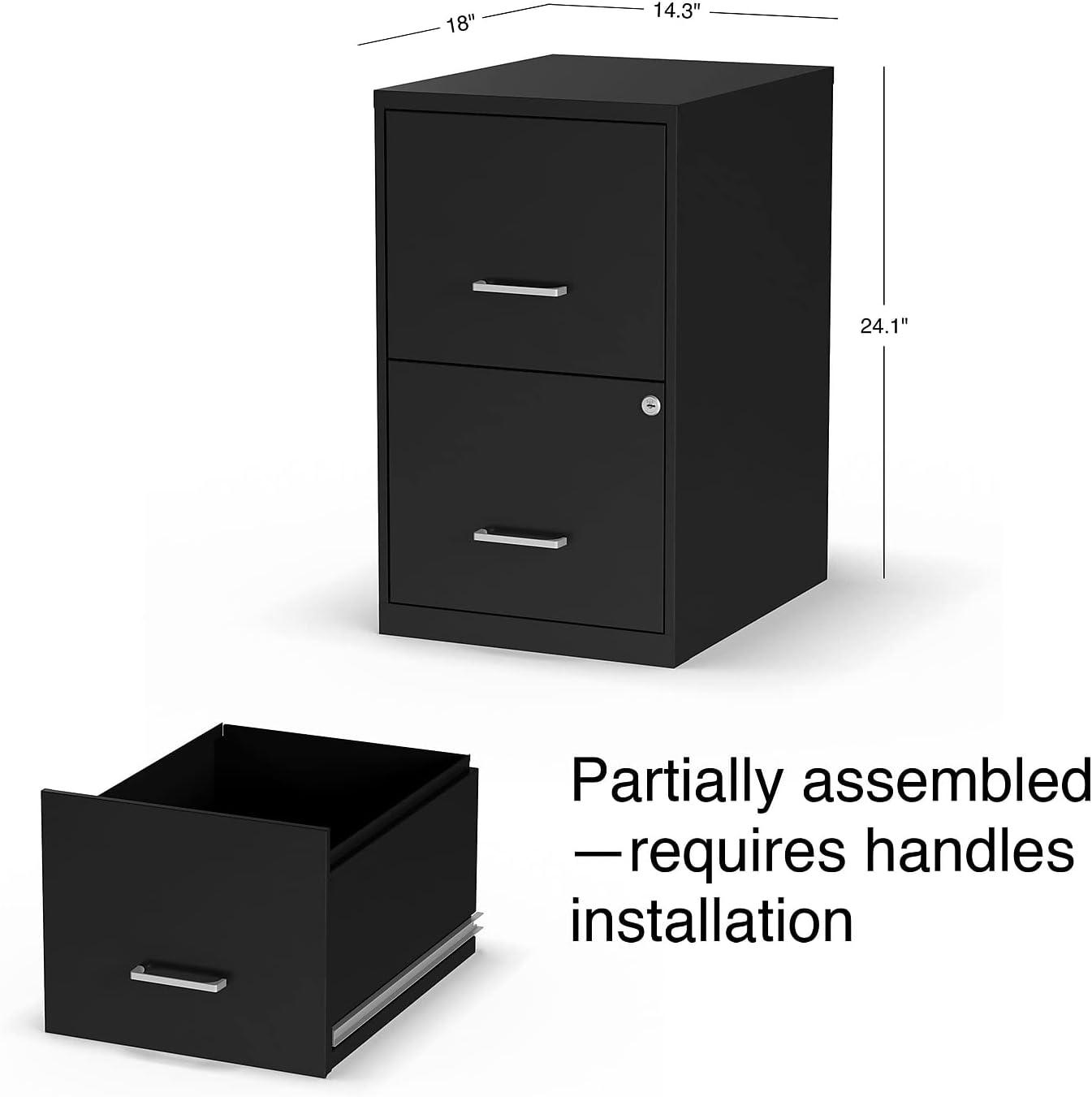 Staples 2-Drawer Vertical File Cabinet Locking Letter Black 18"D (52149) 2806262