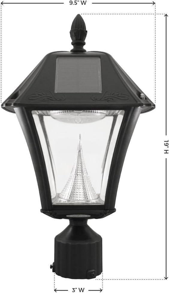 Gama Sonic Baytown II Solar Light in Bright White- Wall/Pier/ 3 Inch Fitter Mounts - Black Finish