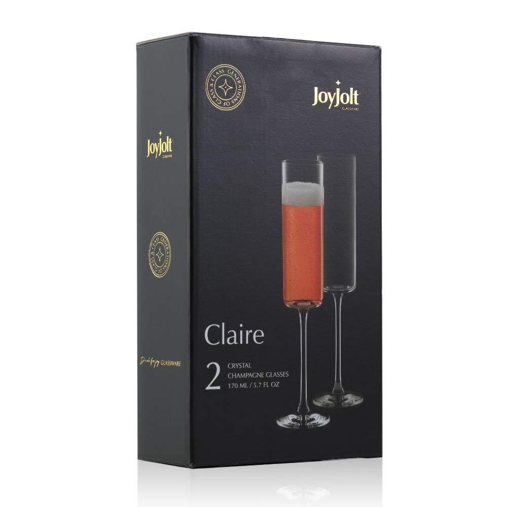 JoyJolt JoyJolt Claire Champagne Glass Flutes, 5.7oz (Set of 2)