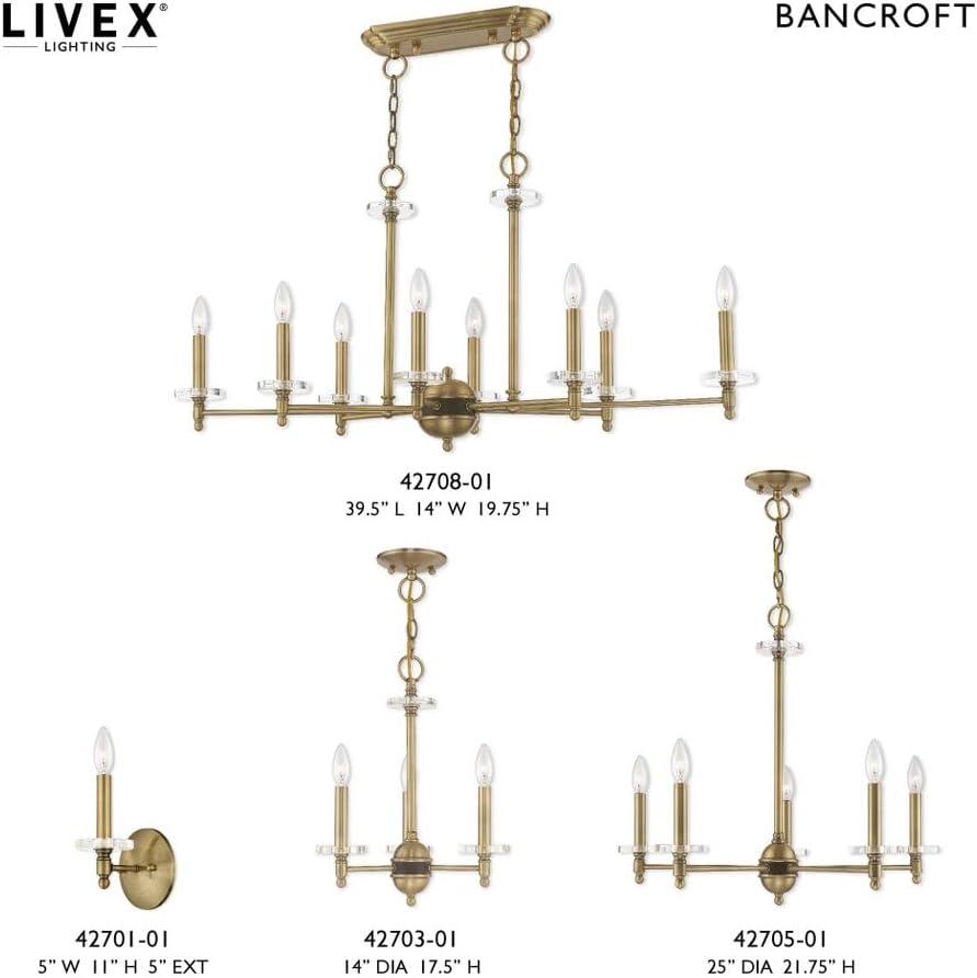 Bancroft Antique Brass Mini Chandelier with Clear Crystal Accents