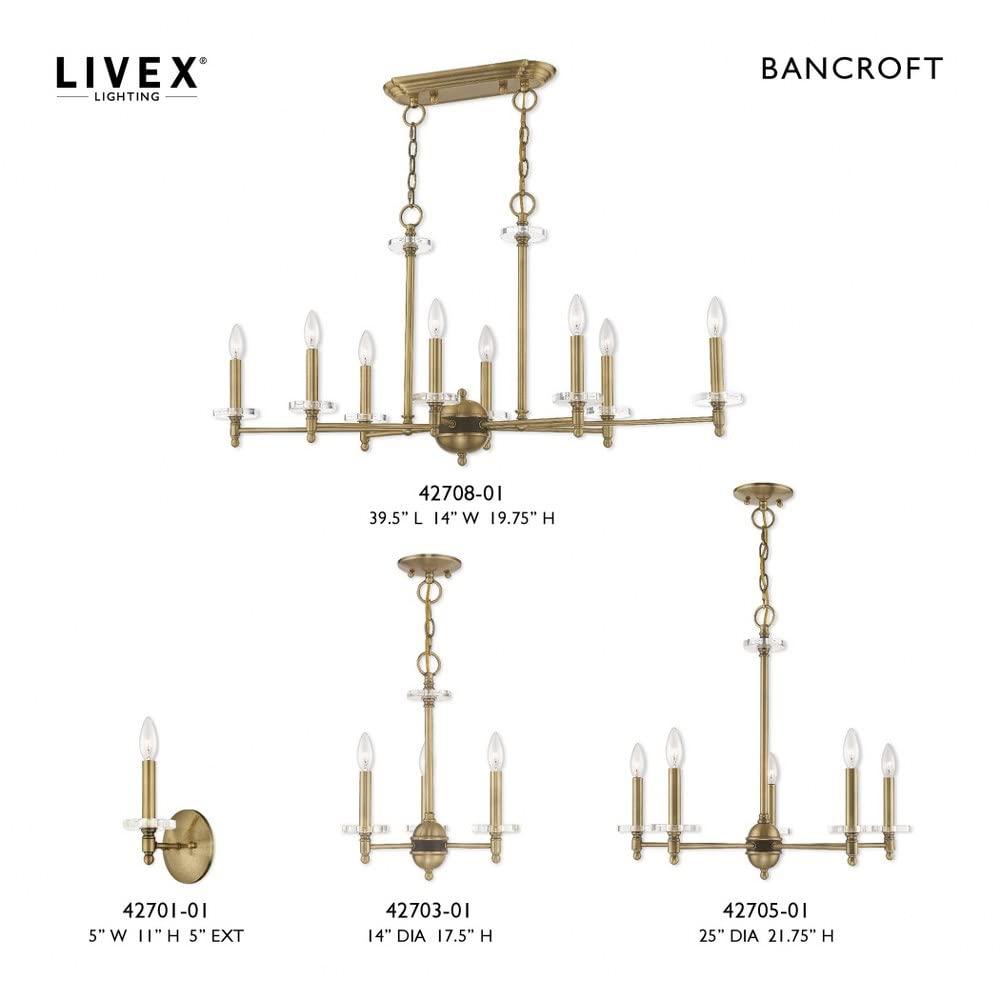 Bancroft Antique Brass Mini Chandelier with Clear Crystal Accents