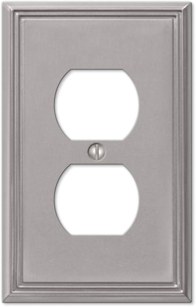 Amerelle Metro Brushed Nickel 1 gang Die-Cast Metal Duplex Wall Plate 1 pk