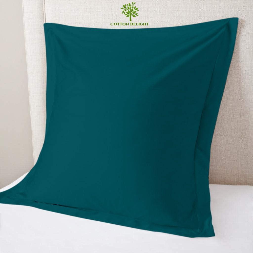 Cotton Metrics Heavy Quality European Square Pillow Shams Set of 2 Teal Green 800TC 100% Organic Cotton Euro Pillow Shams 28x28 Pillow Cover, Cushion Cover Euro Size (Euro 28x28, Teal Green)