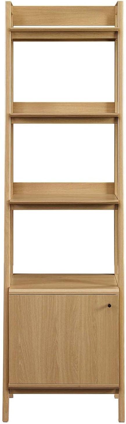 Bixby Oak 21" Slim Tiered Bookshelf with Concealed Storage