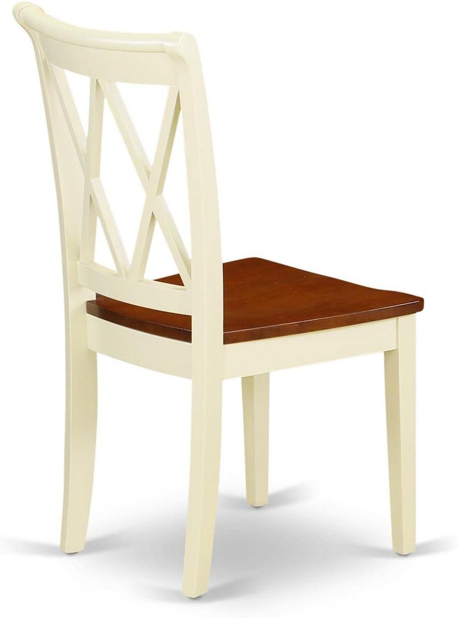 Buttermilk and Cherry Cross Back Rubberwood Dining Chairs, Set of 2