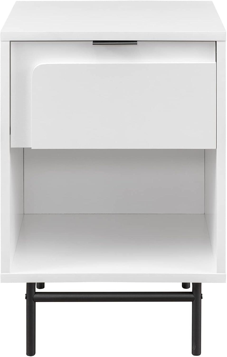 Walker Edison 18" Contemporary Engineered Wood 1-Drawer Nightstand in White