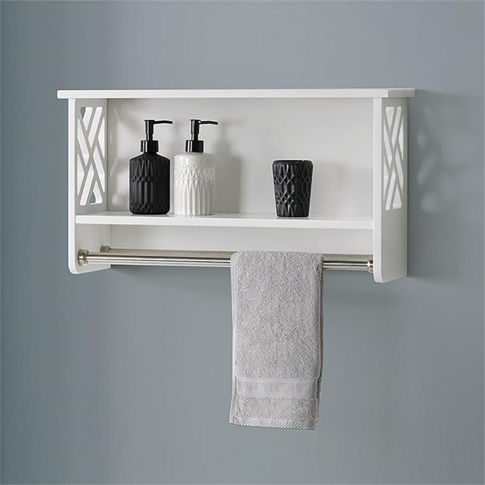 Coventry Bath Shelf with Two Towel Rods White - Alaterre Furniture