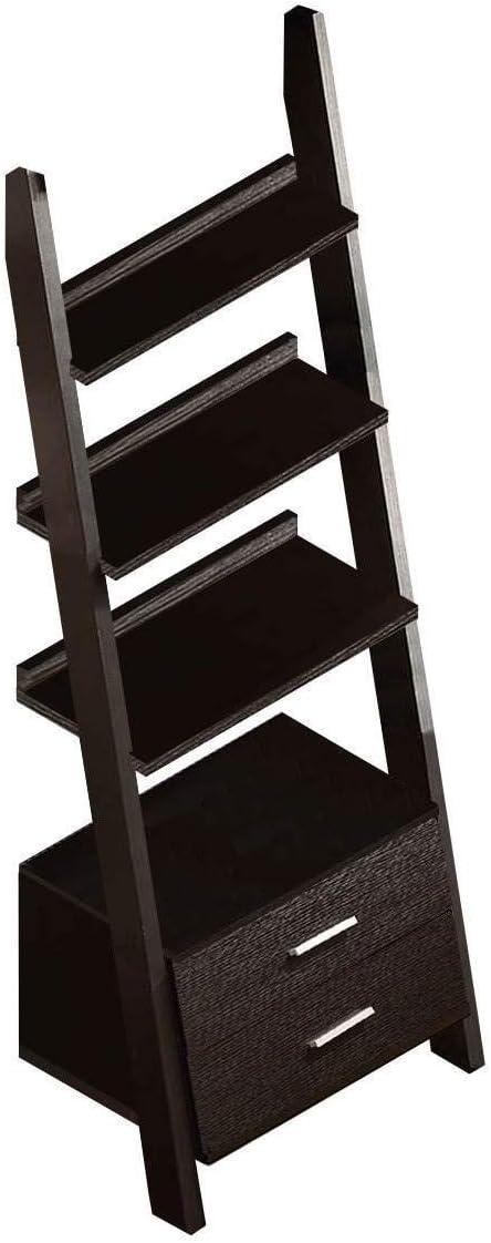 Monarch Specialties Bookshelf, Etagere, Ladder, 4 Tier, 69"H, Office, Bedroom, Brown Laminate