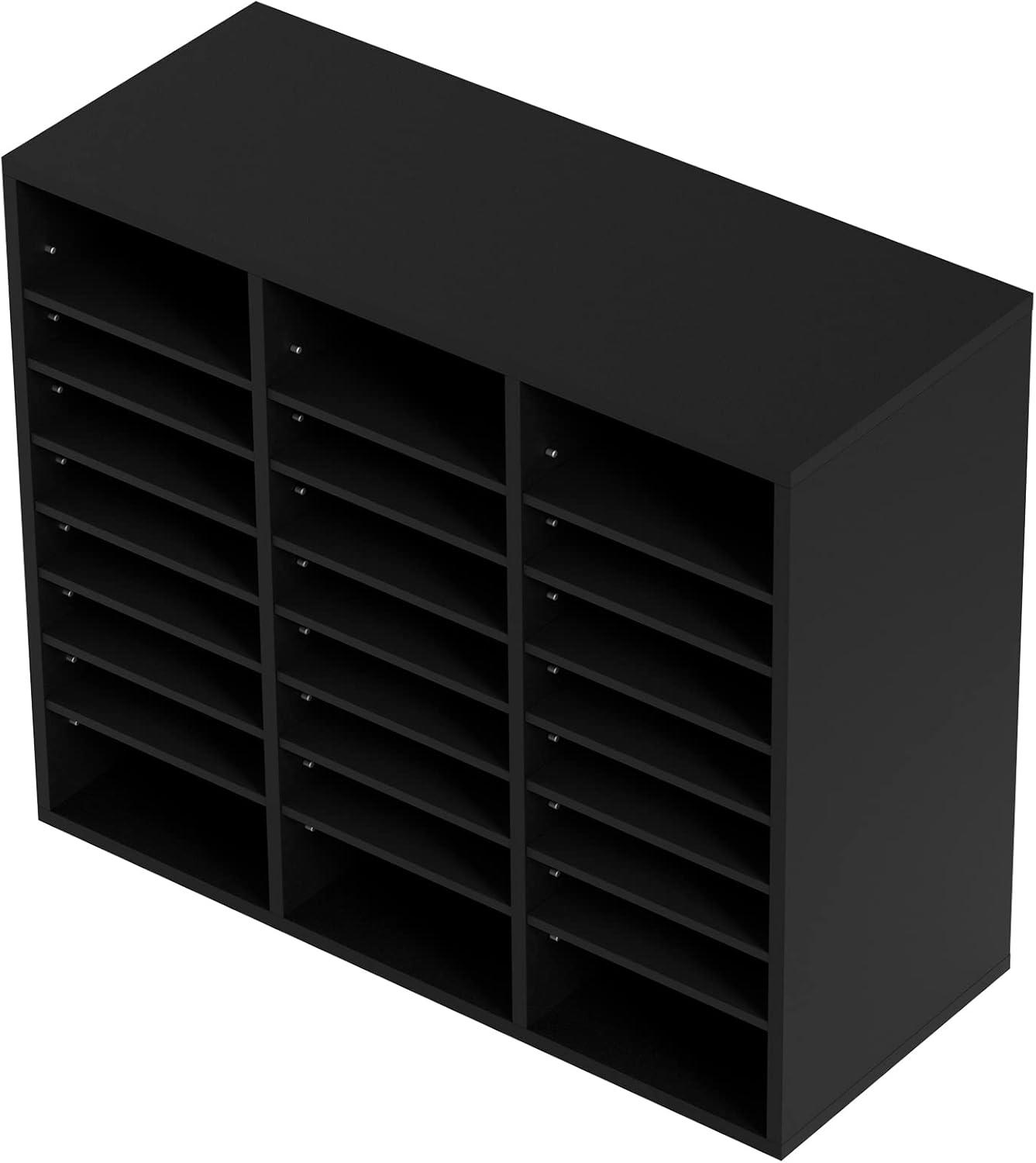 24 Compartments Office Mailbox with Adjustable Shelves, Wood Literature Sorter