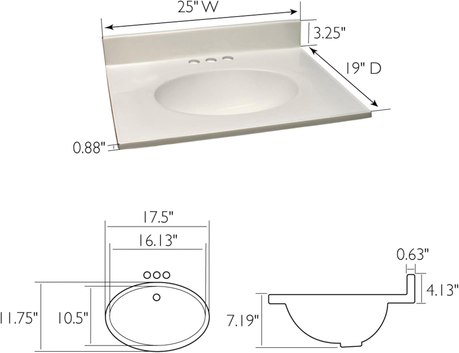 25-in. Cultured Marble Vanity Top with Backsplash, Design House, 586313