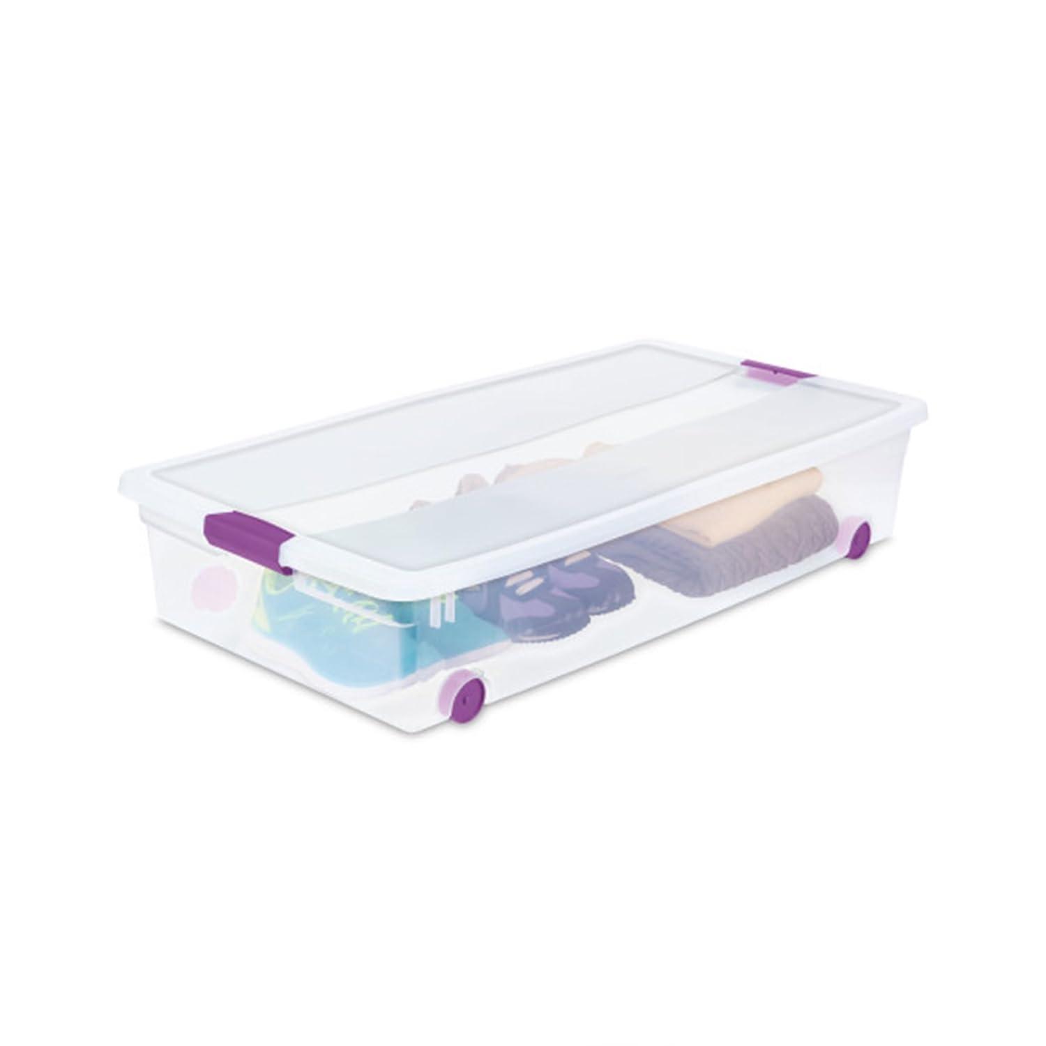 Sterilite 4-Pack 60 Quart ClearView Latch Box, Wheeled Underbed Organizer Bins with Latching Lids - Clear Plastic Organization Containers for Closet, Bedroom, Shelving Units and Everyday Home Storage