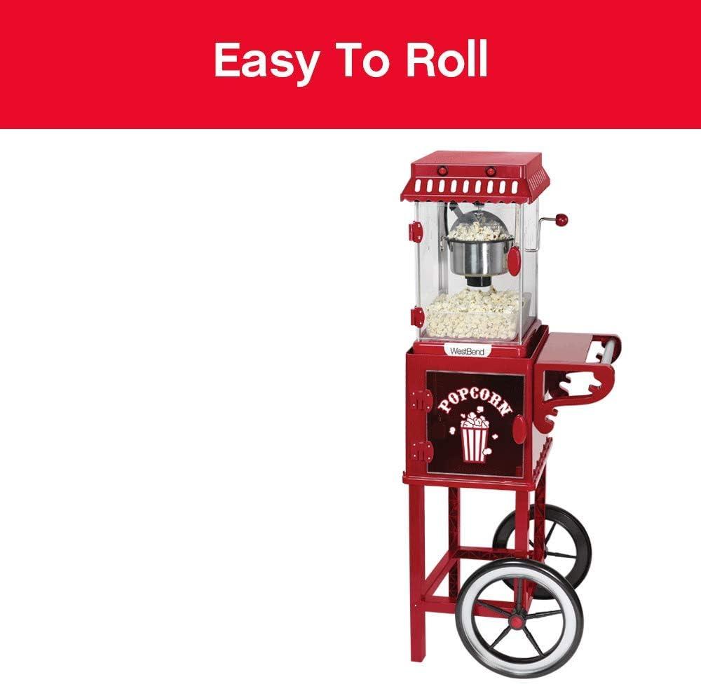 West Bend West Bend Compact Popcorn Machine and Cart, 10-Cup Capacity