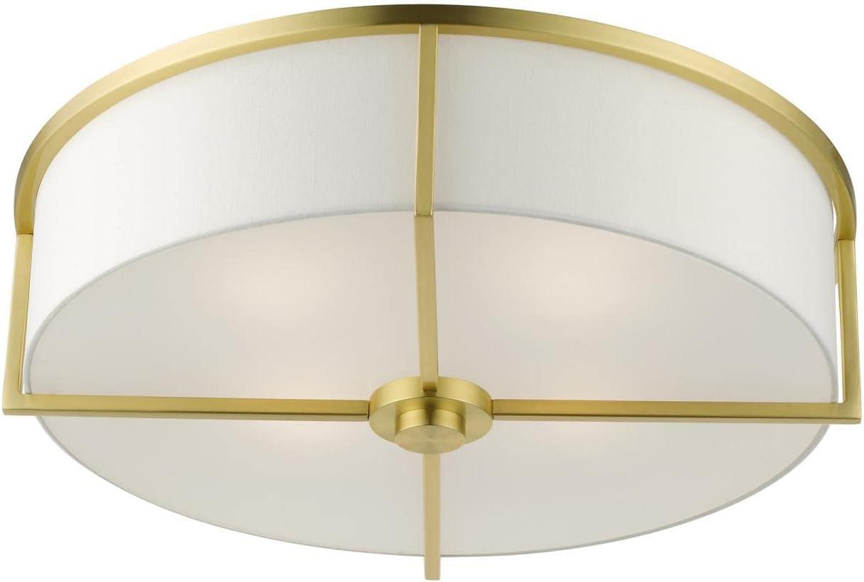 Contemporary Satin Brass 4-Light Indoor/Outdoor Drum Pendant